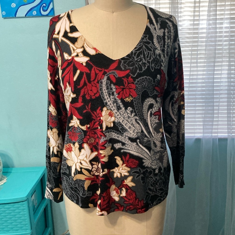 Chico’s V neck floral sweater